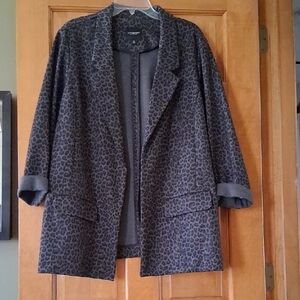 Apt. 9 Women's Charcoal Leopard-Print Open Blazer